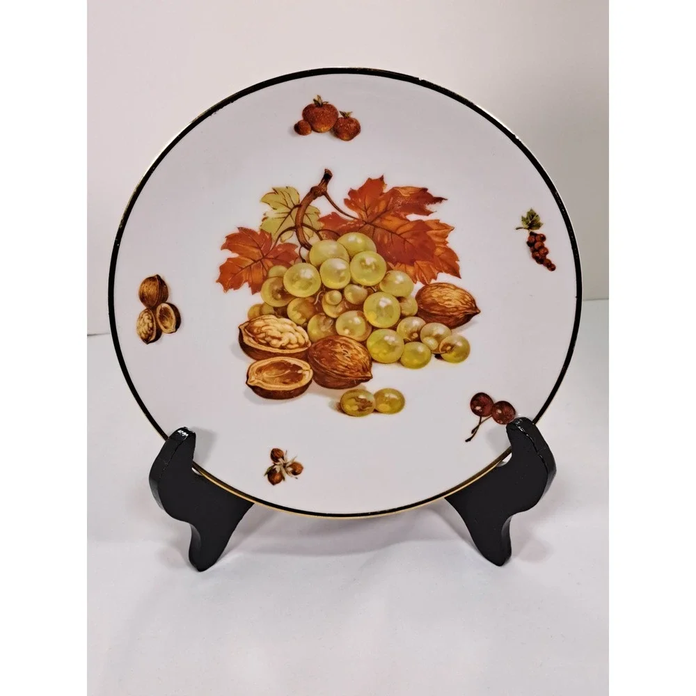 Debra Bavaria Germany Fruit‎ Nut Porcelain Plates Set of 4 Gold Rim 8.25 inch